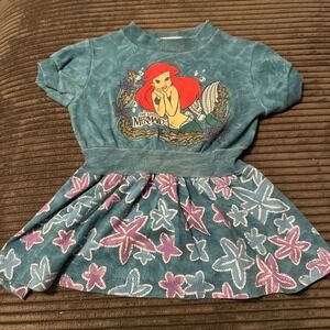 RARE Vintage 90's Disney's Little Mermaid Ariel Teal Graphic Dress Girls Sz 2T